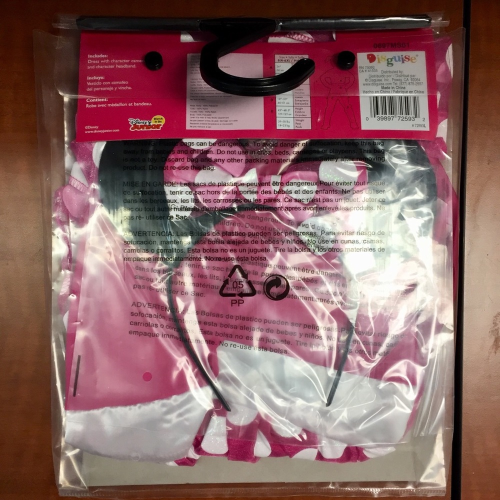 NWT Girl's Disney Junior Minnie Mouse Costume - Picture 4 of 6